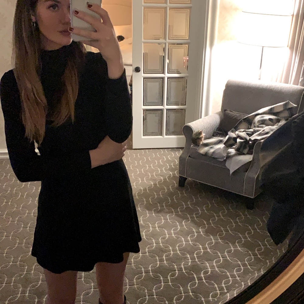 Black casual knit mini turtleneck dress. Reformation size L